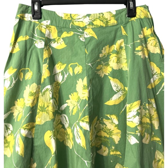 St Johns Bay Green Yellow Floral Skirt 10 A‎ Line Stretch Resort Preppy Coquette - Picture 9 of 12